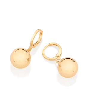 GOLD SPHERE HUGGIE EARRINGS