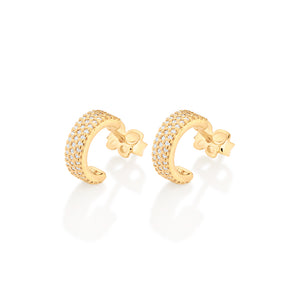 GOLD STUDDED HUGGIE EARRINGS