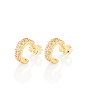 GOLD STUDDED HUGGIE EARRINGS