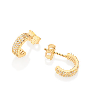 GOLD STUDDED HUGGIE EARRINGS