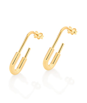 GOLD SAFETY PIN HOOP EARRINGS