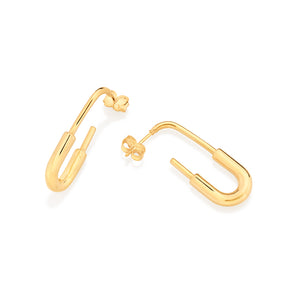GOLD SAFETY PIN HOOP EARRINGS