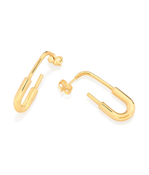 GOLD SAFETY PIN HOOP EARRINGS