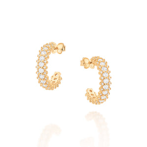 GOLD WHITE FIRE HUGGIE EARRINGS
