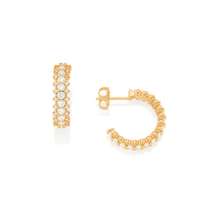 GOLD WHITE FIRE HUGGIE EARRINGS