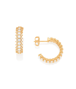 GOLD WHITE FIRE HUGGIE EARRINGS