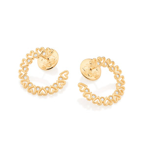 GOLD MINI HEARTS HALF HOOP EARRINGS