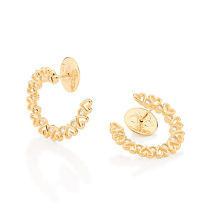 GOLD MINI HEARTS HALF HOOP EARRINGS