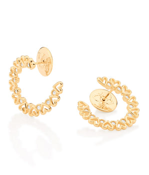 GOLD MINI HEARTS HALF HOOP EARRINGS