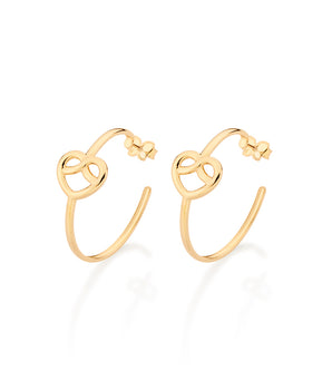 GOLD HEART KNOW HOOP EARRINGS