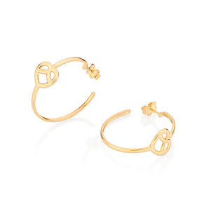 GOLD HEART KNOW HOOP EARRINGS