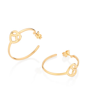GOLD HEART KNOW HOOP EARRINGS
