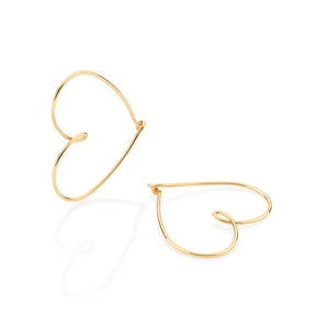 GOLD HEART HOOP EARRINGS