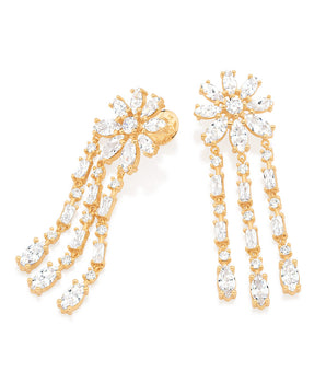 GOLD WEDDING FLOWERS DANGLY EARRINGS