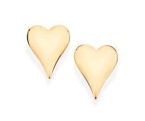 GOLD PLATED HEART BUTTON EARRINGS