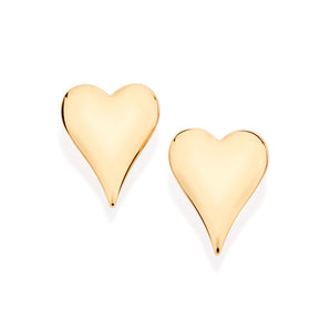 GOLD PLATED HEART BUTTON EARRINGS