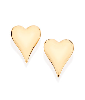GOLD PLATED HEART BUTTON EARRINGS