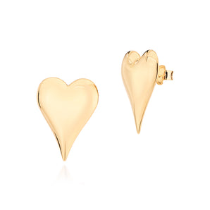 GOLD PLATED HEART BUTTON EARRINGS