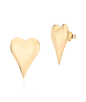 GOLD PLATED HEART BUTTON EARRINGS