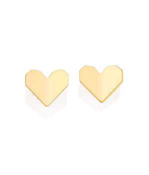 GOLD ORIGAMI HEART STUD EARRINGS