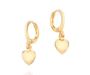 GOLD HEART HUGGIE EARRINGS