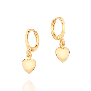 GOLD HEART HUGGIE EARRINGS
