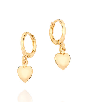 GOLD HEART HUGGIE EARRINGS