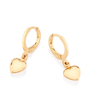 GOLD HEART HUGGIE EARRINGS