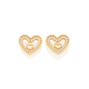 GOLD BEATING HEART STUD EARRING