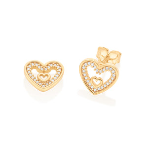 GOLD BEATING HEART STUD EARRING