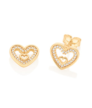 GOLD BEATING HEART STUD EARRING