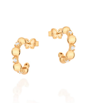 GOLD SPHERES HUGGIE EARRINGS