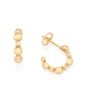 GOLD SPHERES HUGGIE EARRINGS