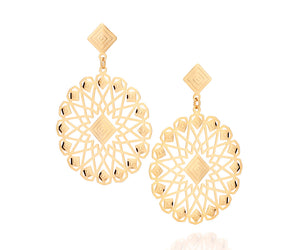 GOLD FLOWER MANDALA EARRINGS