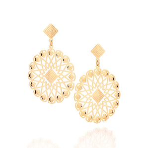 GOLD FLOWER MANDALA EARRINGS