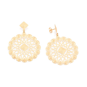 GOLD FLOWER MANDALA EARRINGS