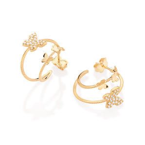 GOLD PLATED BUTTERFLY HUGGIE EARRINGS WITH ZIRCONIAS