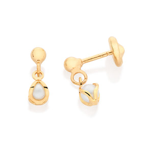 GOLD PLATED KID'S EARRING WITH PEARL