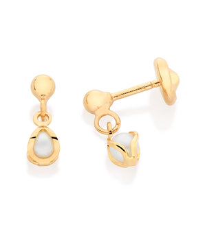 GOLD PLATED KID'S EARRING WITH PEARL