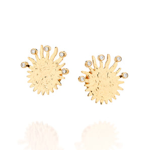 GOLD BURNING SUN STUD EARRINGS