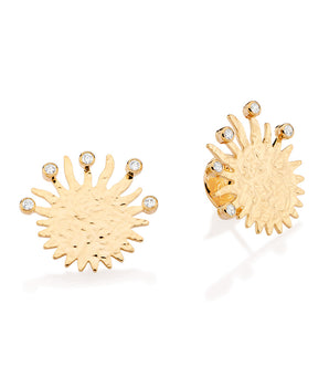 GOLD BURNING SUN STUD EARRINGS