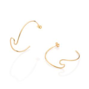 GOLD WAVE SKINNY HOOP EARRINGS