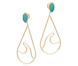GOLD TURQUOISE DANGLY EARRINGS
