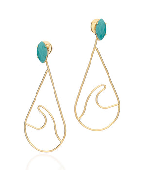 GOLD TURQUOISE DANGLY EARRINGS