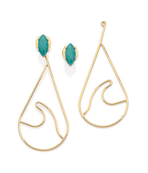 GOLD TURQUOISE DANGLY EARRINGS