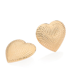 GOLD HEART BUTTON EARRINGS