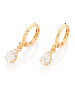 GOLD PLATED ZIRCONIA HOOP EARRINGS