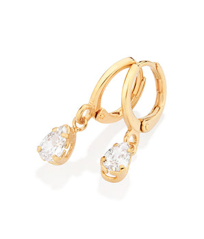 GOLD PLATED ZIRCONIA HOOP EARRINGS