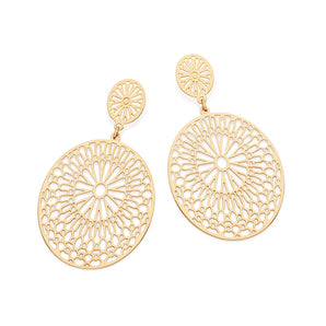 GOLD ARABESQUE MANDALA EARRINGS