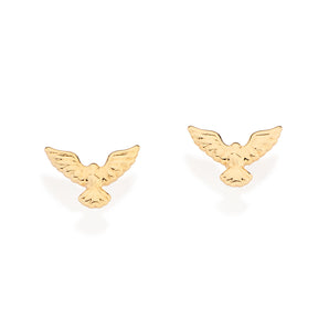 GOLD HOLY SPIRIT DOVE STUD EARRINGS
